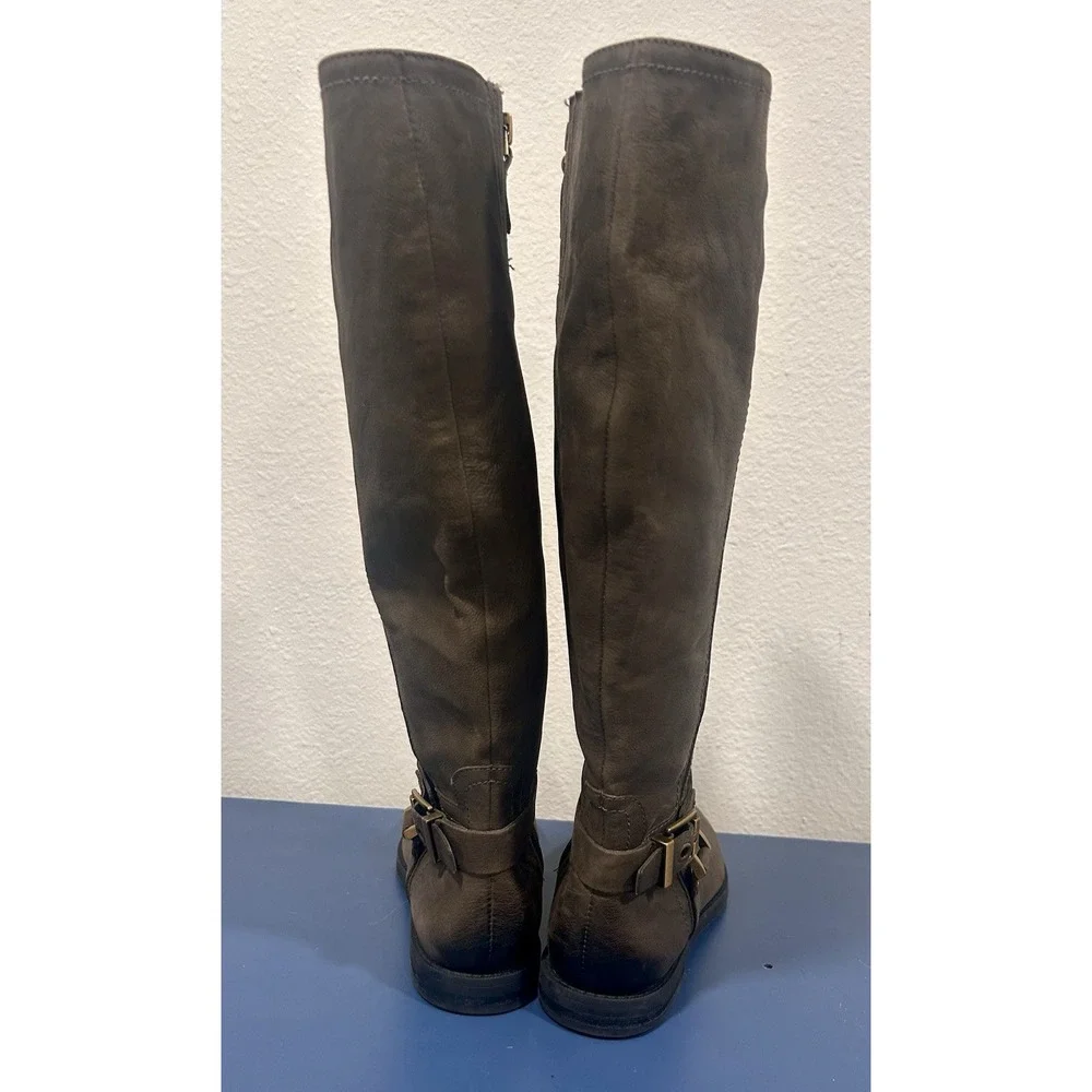 Franco Sarto Women's Vantage Gray Leather Knee-High Riding Style Boots 7.5M